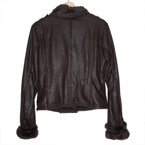 Womens Moto Jacket Asymmetrical Polyester Shell Guess Zippers Sz Medium - Picture 2 of 6